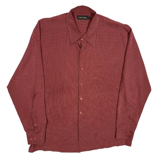 Vintage Harry Rosen Dress Shirt Rayon Check Long Sleeve Red Oversized Large - Picture 1 of 8